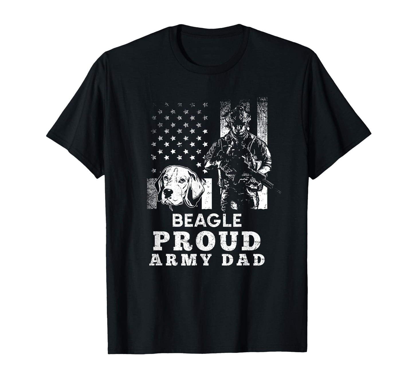 Beagle Dog Proud Army Dad American T-Shirt - Fun Novelty Design Unisex - T-Shirt, Sweatshirt, Hoodie