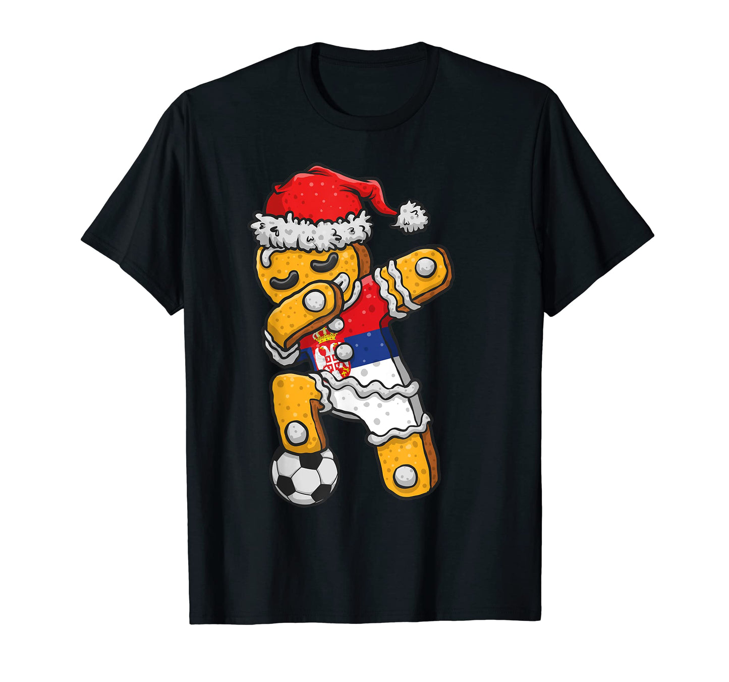 Soccer Dabbing Gingerbread Serbia T-Shirt - Minimalist Print Unisex - T-Shirt, Sweatshirt, Hoodie