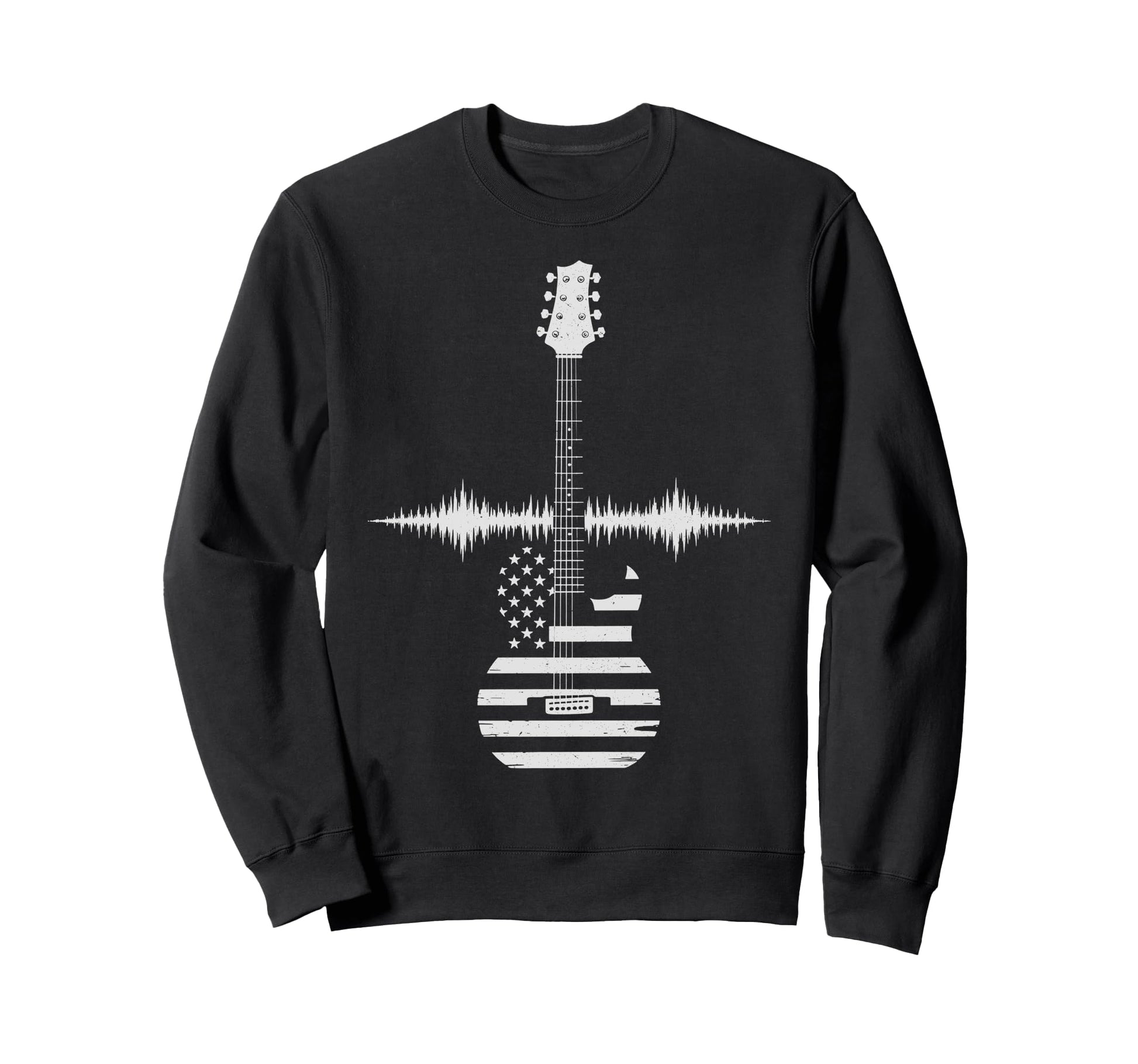 Lets Rock Guitar Usa Flag Sweatshirt - Minimalist Print Men Women - T-Shirt, Sweatshirt, Hoodie