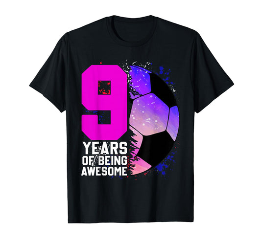 9 Years Being Awesome Soccer 9Th Birthday T-Shirt - Minimalist Print Unisex - T-Shirt, Sweatshirt, Hoodie