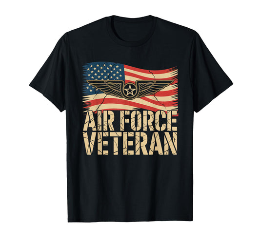 Air Force Veteran Us American Flag Dad T-Shirt - Trendy Graphic for Adults - T-Shirt, Sweatshirt, Hoodie