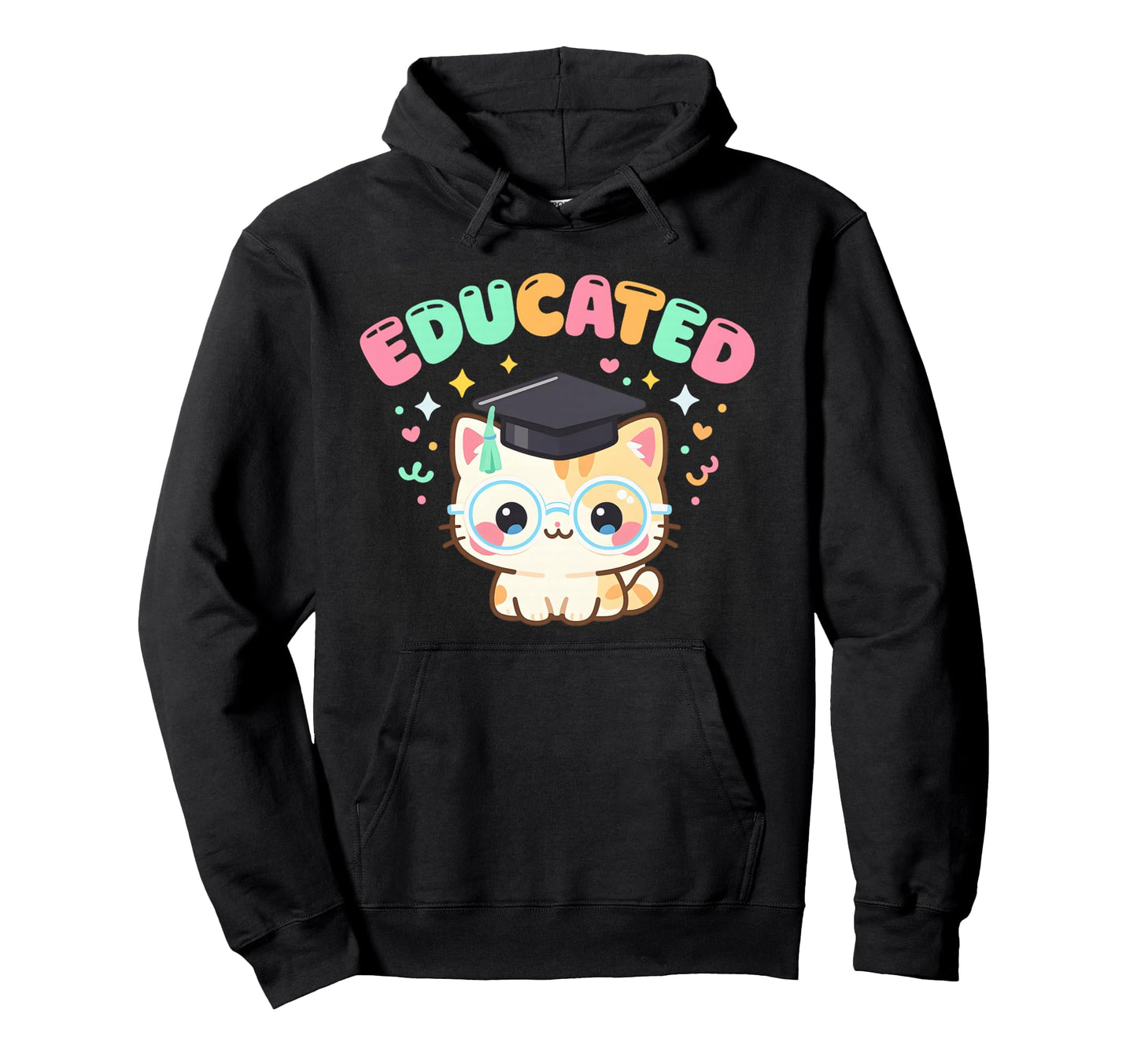 Educated Cat Class 2026 Graduation School Hoodie - Custom Art Print Unisex - T-Shirt, Sweatshirt, Hoodie