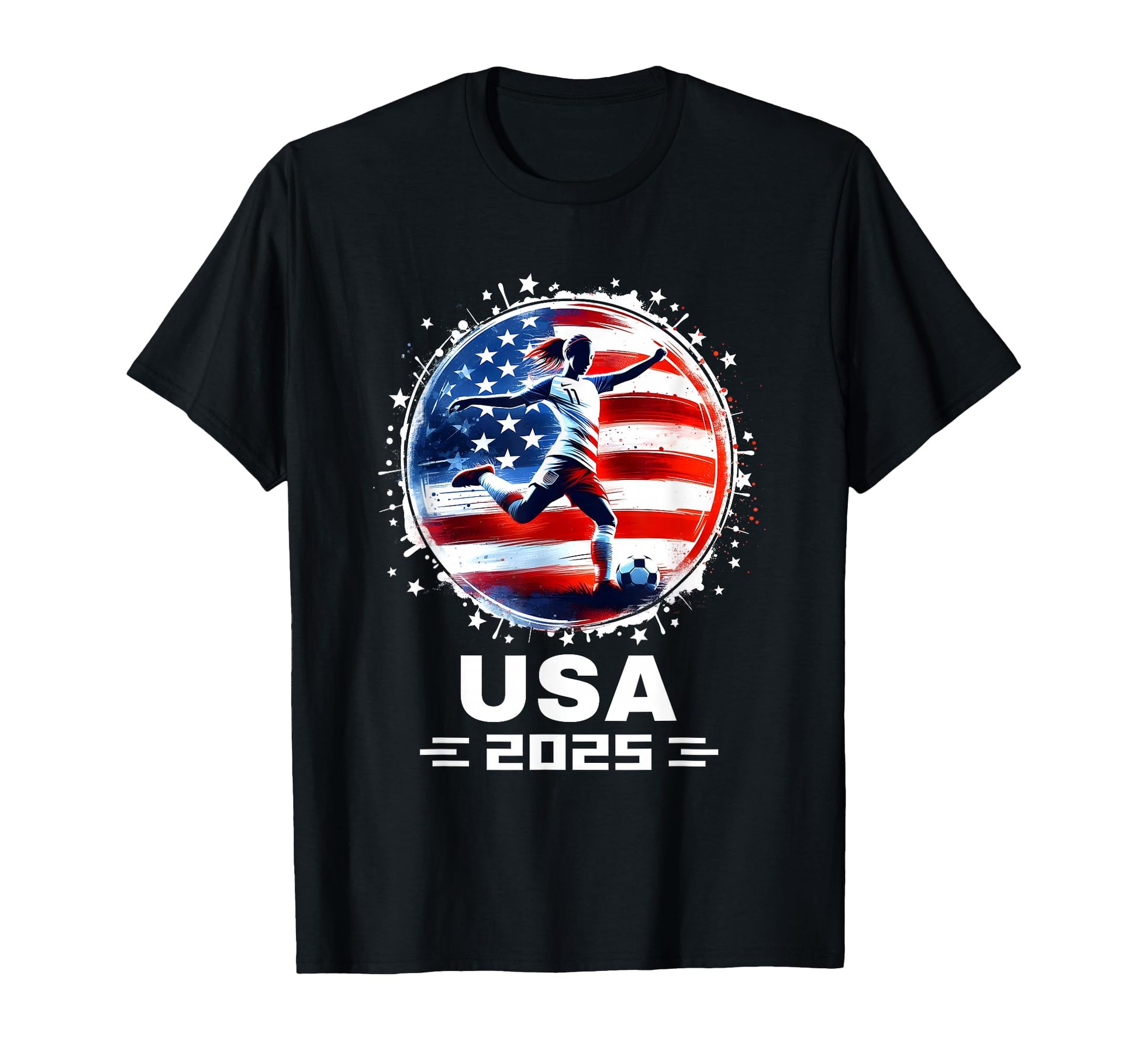 Womens Soccer American Flag Soccer T-Shirt - Custom Art Print for Adults - T-Shirt, Sweatshirt, Hoodie