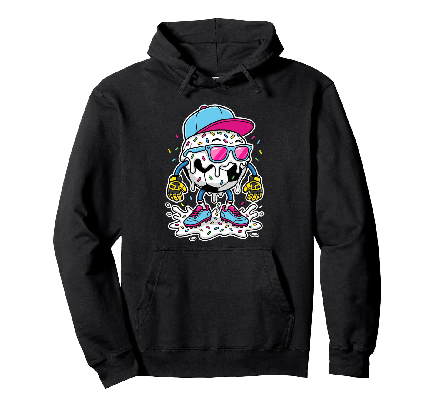 Soccer Ball Melting Ice Cream Drip Hoodie - Fun Novelty Design Men Women - T-Shirt, Sweatshirt, Hoodie