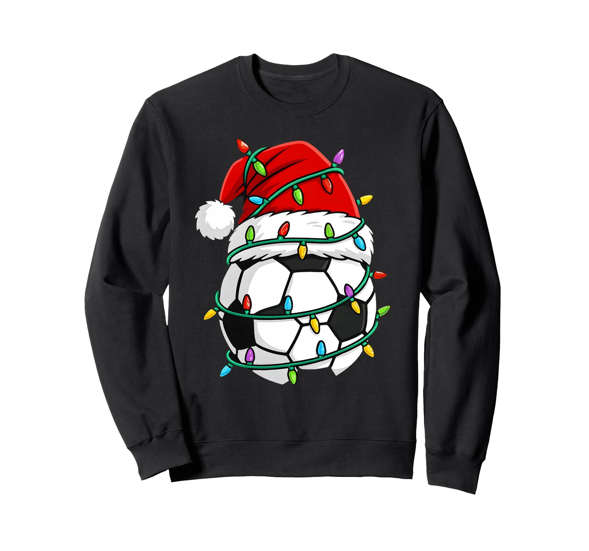 Soccer Santa Hat Lights Santa Sweatshirt - Unique Graphic for Adults - T-Shirt, Sweatshirt, Hoodie