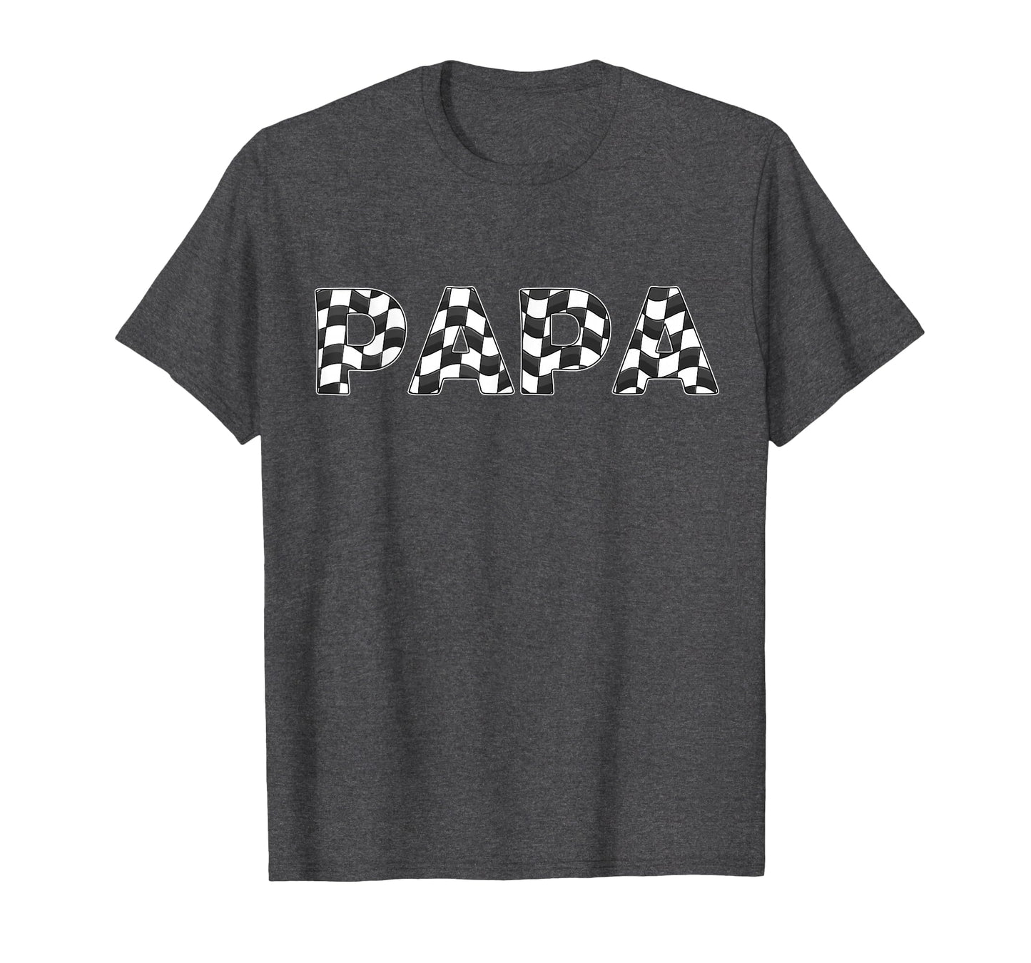 Checkered Race Car Papa White Black T-Shirt - Graphic Print for Adults - T-Shirt, Sweatshirt, Hoodie
