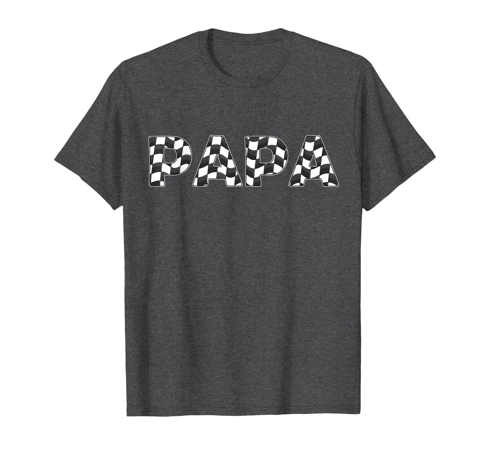 Checkered Race Car Papa White Black T-Shirt - Graphic Print for Adults - T-Shirt, Sweatshirt, Hoodie