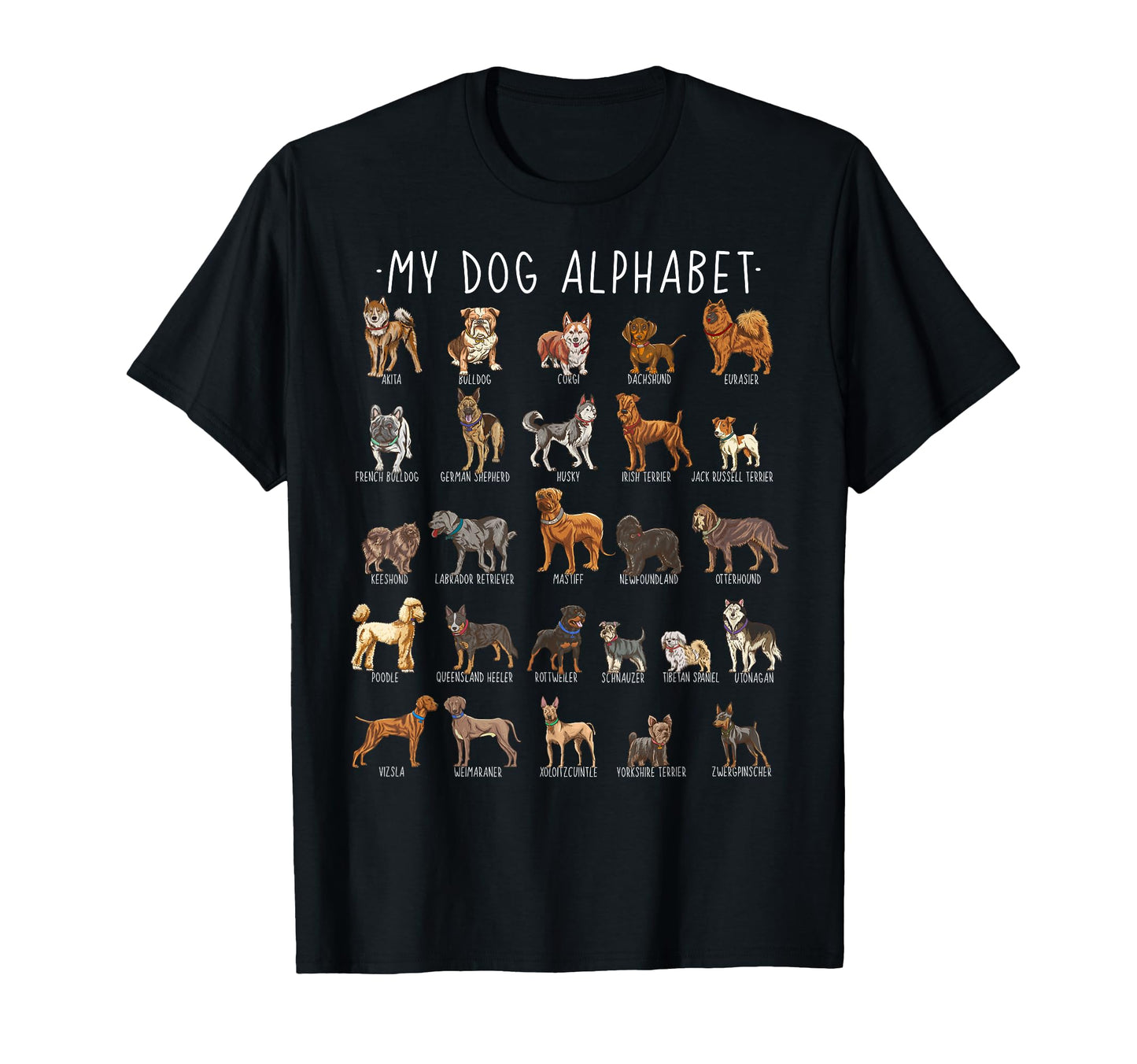 Types Dogs Alphabet Dog Identification T-Shirt - Unique Graphic for Adults - T-Shirt, Sweatshirt, Hoodie
