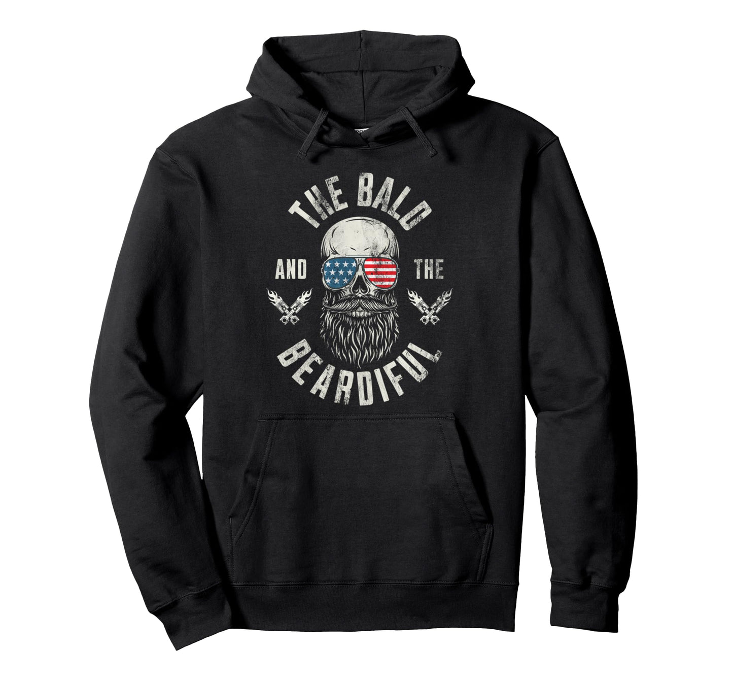 Bald And Beardiful Bearded Hipster Hoodie - Graphic Print Men Women - T-Shirt, Sweatshirt, Hoodie