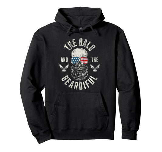 Bald And Beardiful Bearded Hipster Hoodie - Graphic Print Men Women - T-Shirt, Sweatshirt, Hoodie