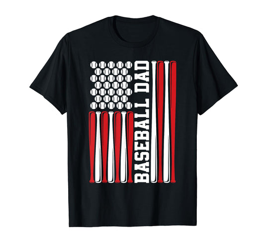 Baseball Dad American Flag 4Th July T-Shirt - Fun Novelty Design Unisex - T-Shirt, Sweatshirt, Hoodie