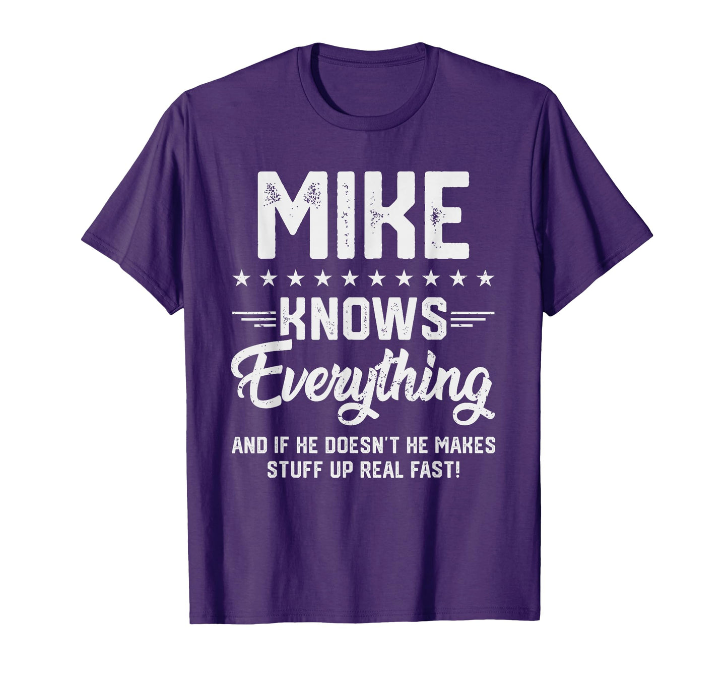 Mens Mike Knows Everything Funny Name T-Shirt - Graphic Print for Adults - T-Shirt, Sweatshirt, Hoodie