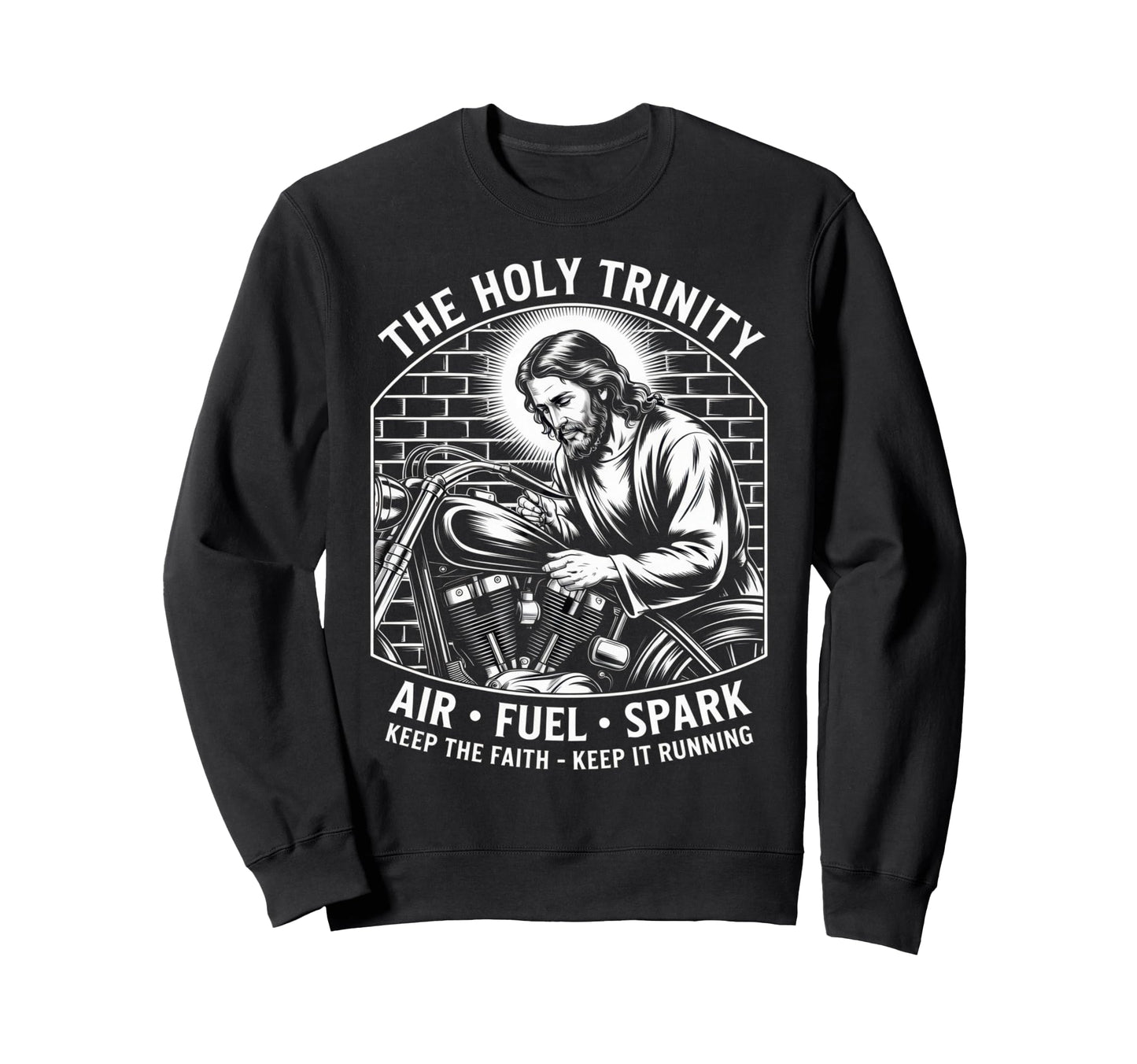 Holy Trinity Motorcycle Faith Sweatshirt - Casual Everyday Wear for Adults - T-Shirt, Sweatshirt, Hoodie
