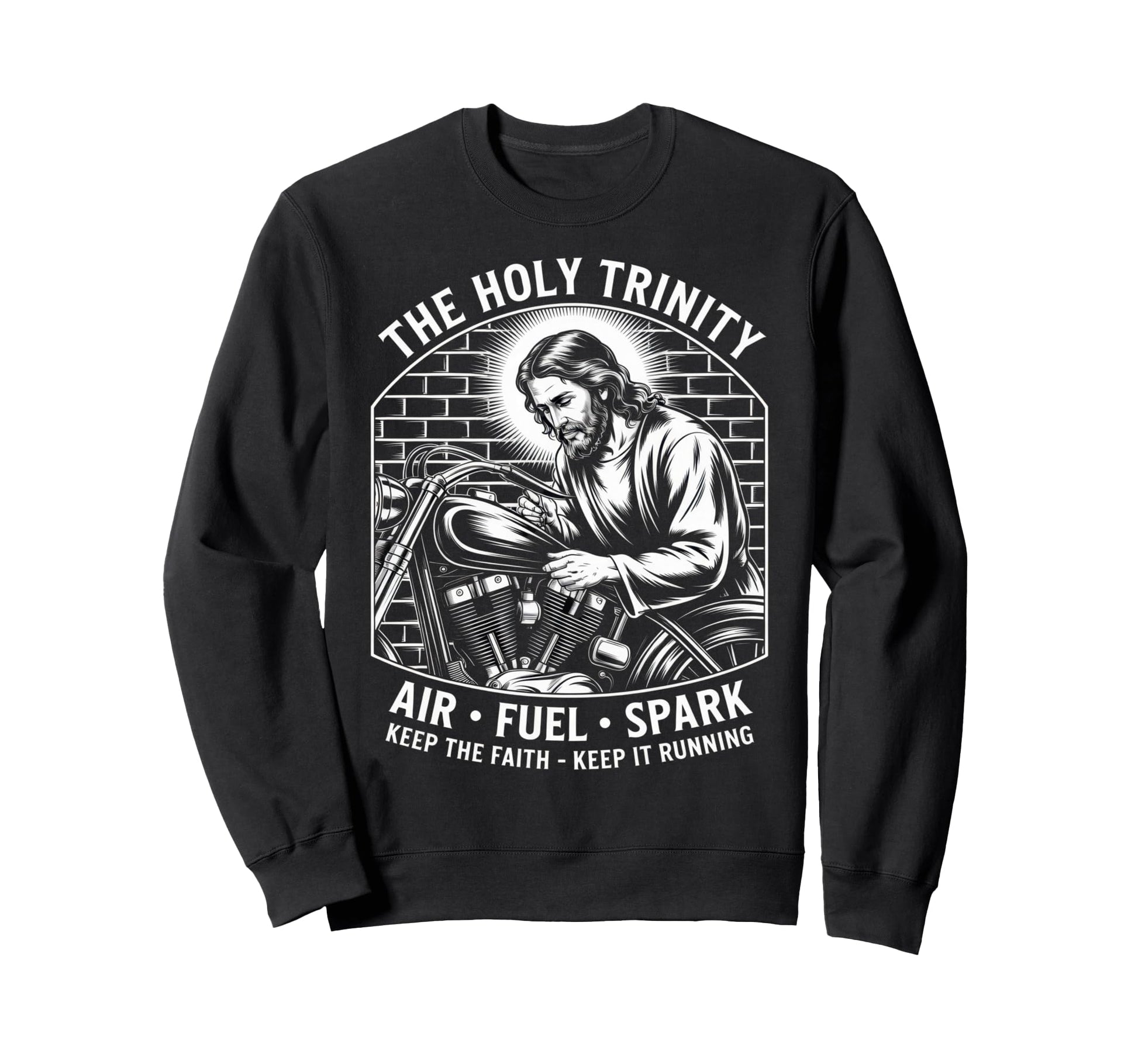 Holy Trinity Motorcycle Faith Sweatshirt - Casual Everyday Wear for Adults - T-Shirt, Sweatshirt, Hoodie