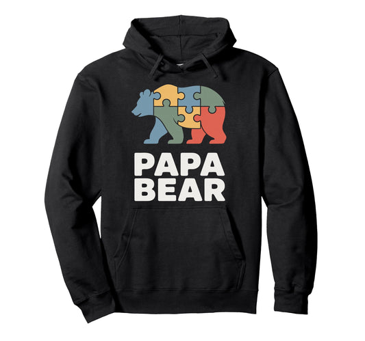 Autism Dad Papa Bear Autistic Child Hoodie - Streetwear Style Men Women - T-Shirt, Sweatshirt, Hoodie