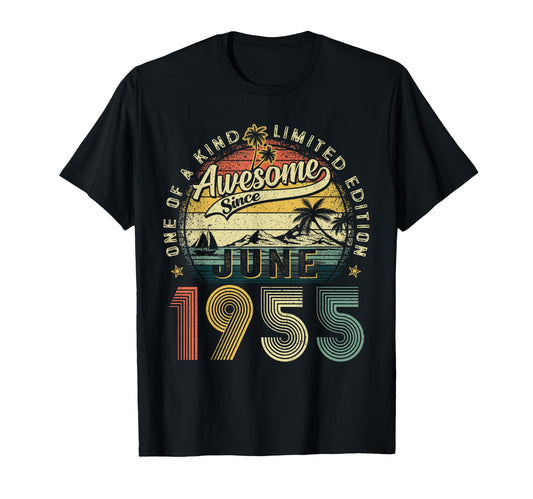 Awesome Since June 1955 70Th T-Shirt - Fun Novelty Design for Adults - T-Shirt, Sweatshirt, Hoodie