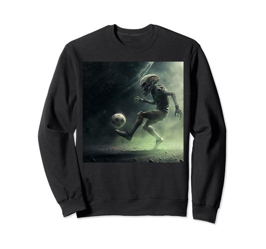 Alien Playing Soccer Space Sweatshirt - Custom Art Print Men Women - T-Shirt, Sweatshirt, Hoodie