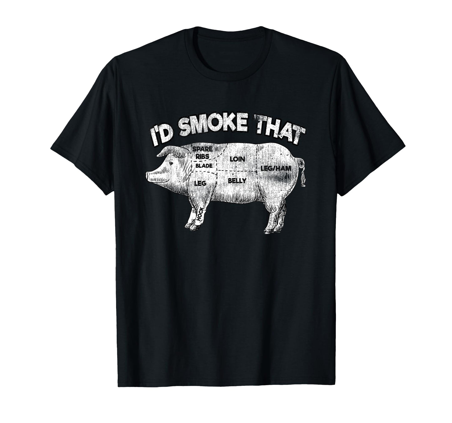 Id Smoke That Funny Bbq Smoker Pig Meat T-Shirt - Graphic Print Men Women - T-Shirt, Sweatshirt, Hoodie