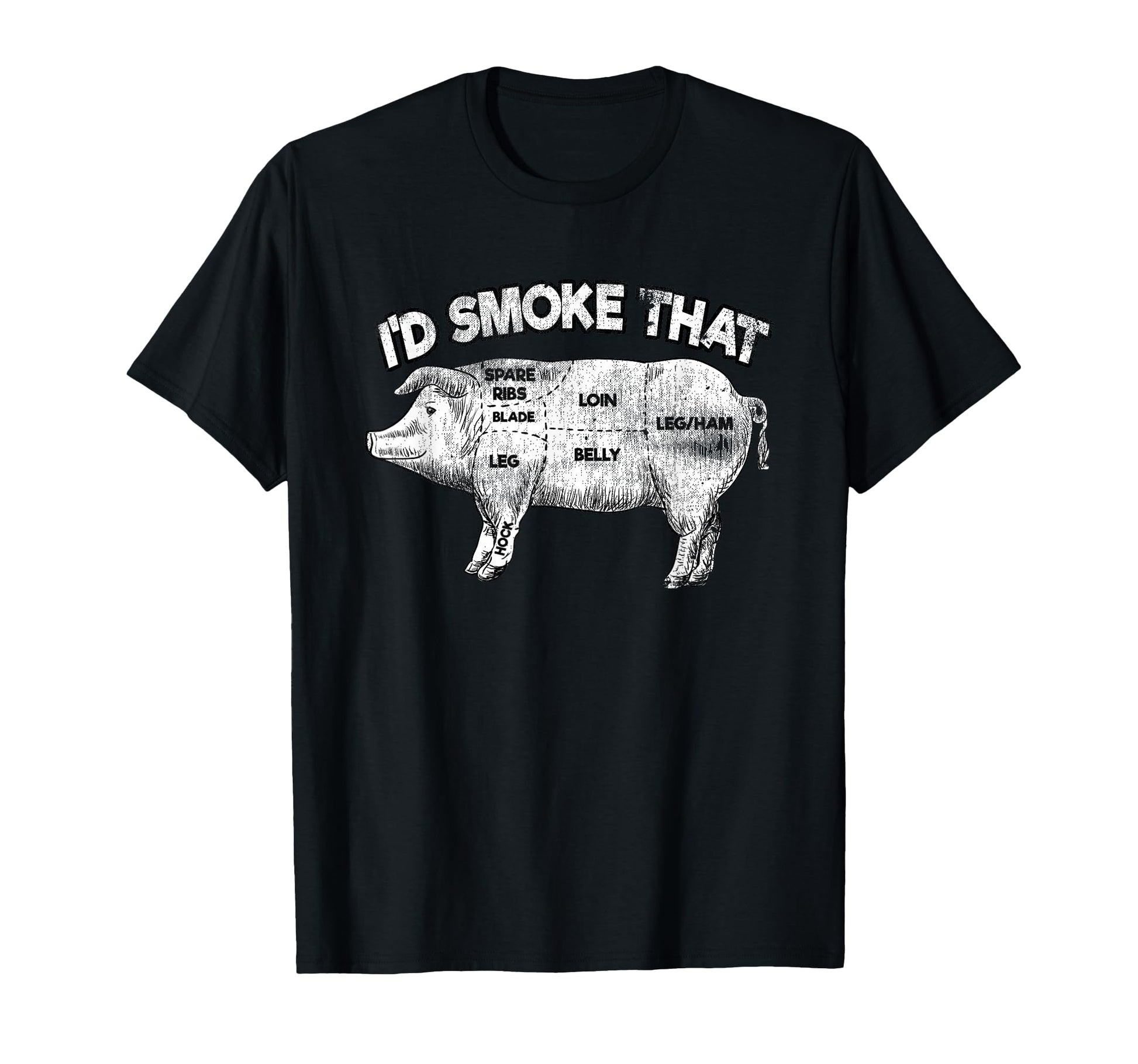 Id Smoke That Funny Bbq Smoker Pig Meat T-Shirt - Graphic Print Men Women - T-Shirt, Sweatshirt, Hoodie