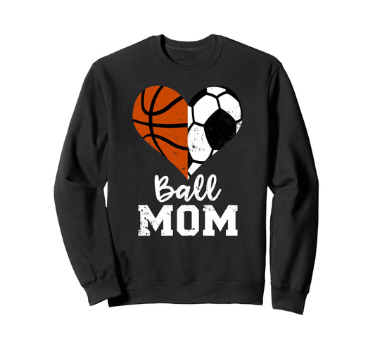 Ball Mom Heart Funny Soccer Sweatshirt - Minimalist Print Men Women - T-Shirt, Sweatshirt, Hoodie