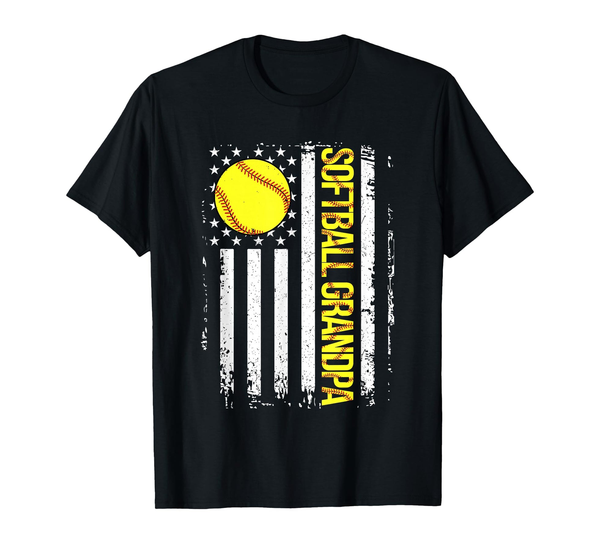 Softball Grandpa American Flag Ic T-Shirt - Fun Novelty Design Men Women - T-Shirt, Sweatshirt, Hoodie