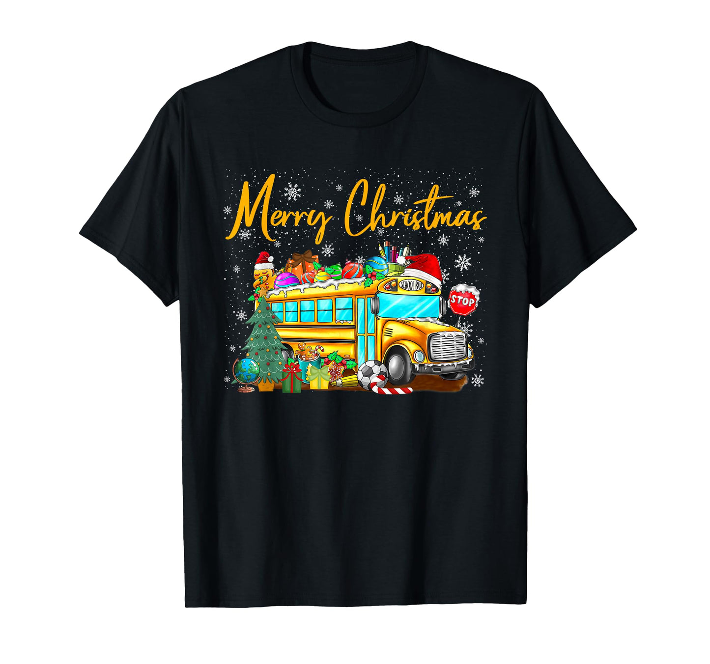 School Bus Driver Santa Hat T-Shirt - Casual Everyday Wear for Adults - T-Shirt, Sweatshirt, Hoodie