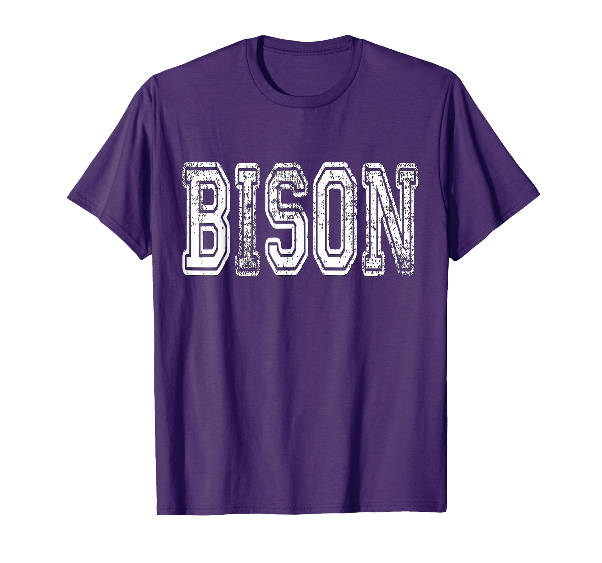 Bison Mascot Distressed School T-Shirt - Casual Everyday Wear Men Women - T-Shirt, Sweatshirt, Hoodie