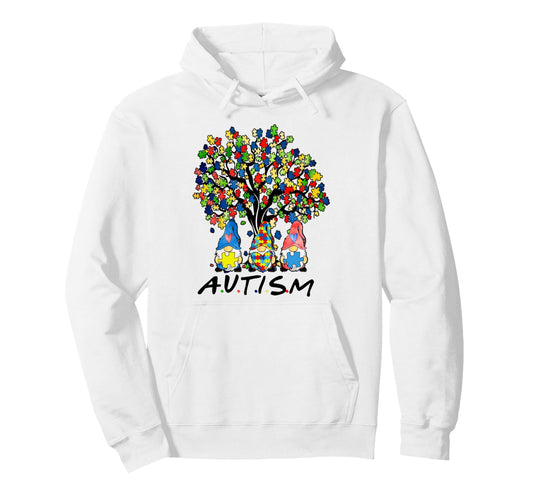 Autism Gnome Awareness Gnomes Tree Hoodie - Custom Art Print Unisex - T-Shirt, Sweatshirt, Hoodie