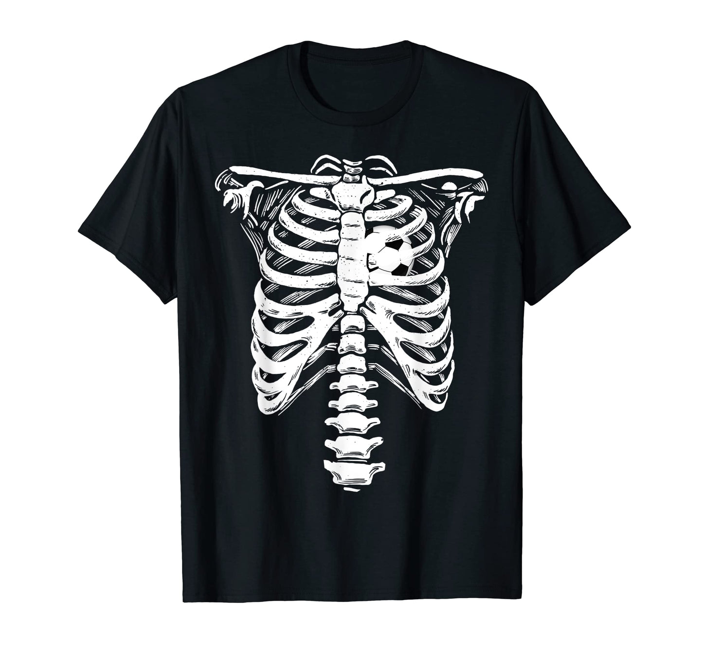 Soccer Heart Skeleton Rib Cage Halloween T-Shirt - Graphic Print Men Women - T-Shirt, Sweatshirt, Hoodie