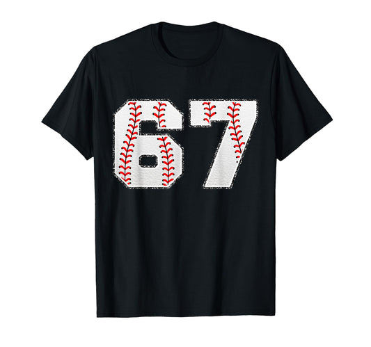 Baseball Softball Number 67 T-Shirt - Unique Graphic Men Women - T-Shirt, Sweatshirt, Hoodie
