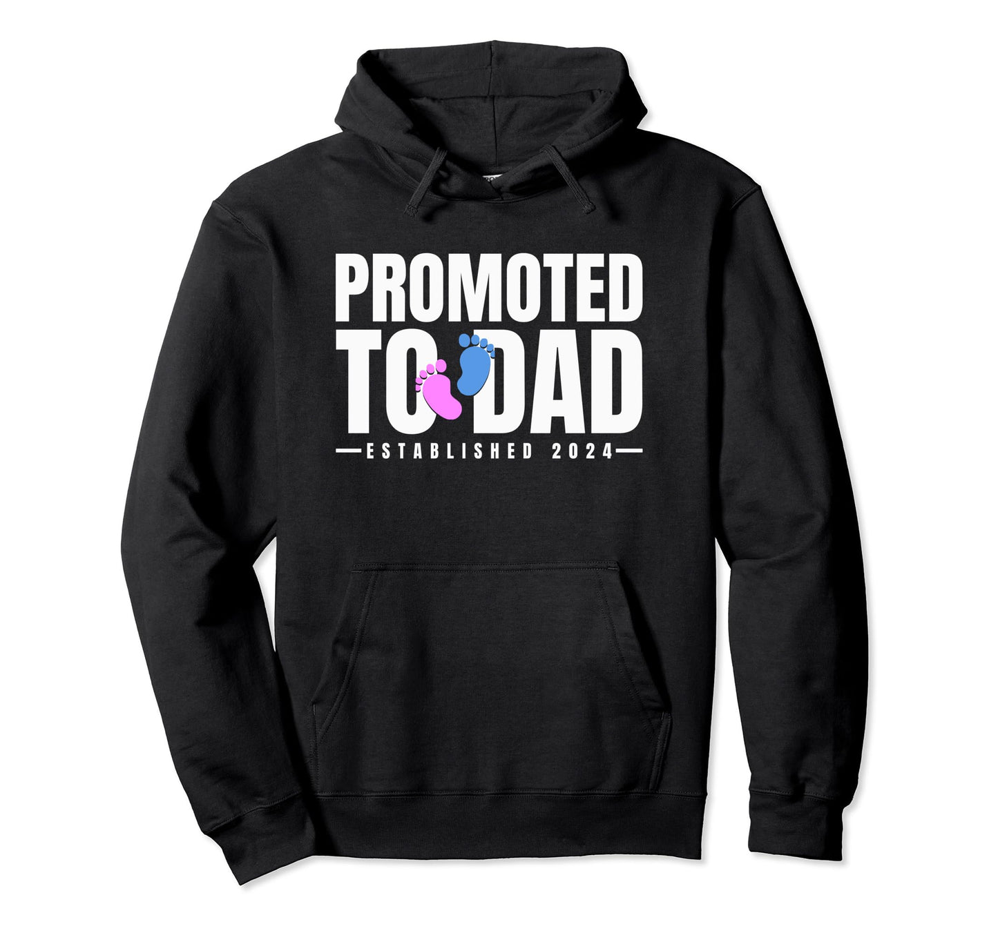 Promoted To Dad Established 2024 Hoodie - Fun Novelty Design for Adults - T-Shirt, Sweatshirt, Hoodie