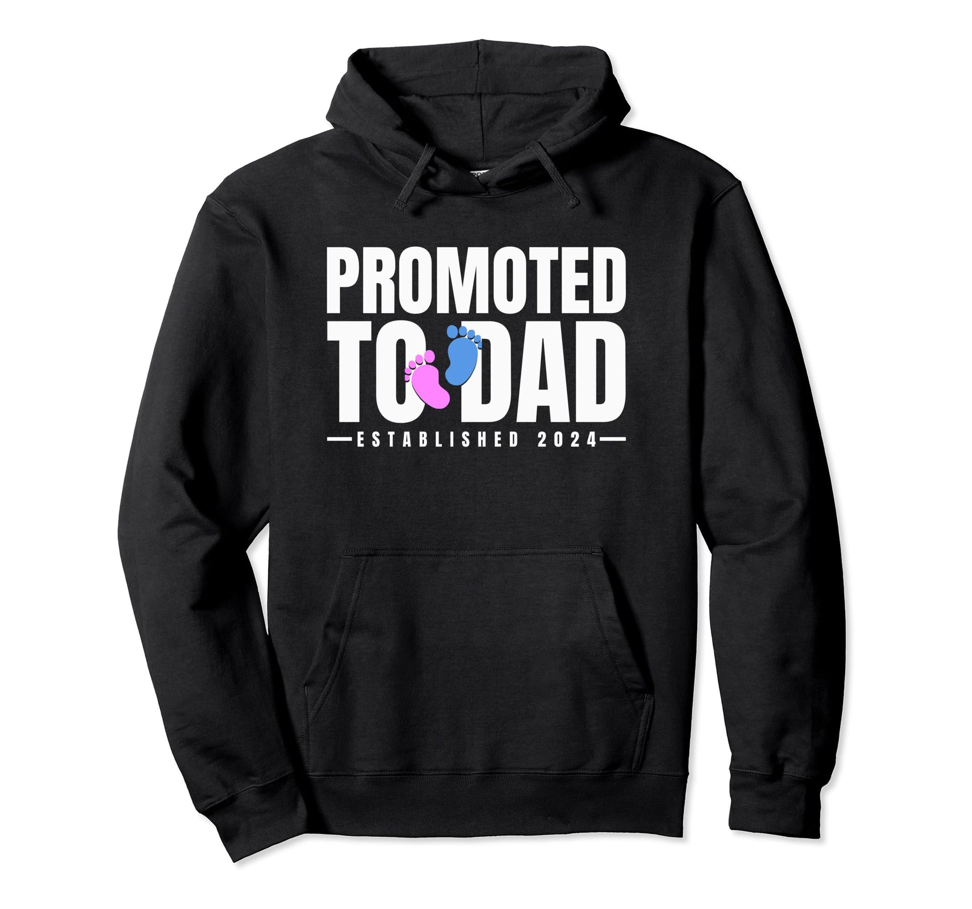 Promoted To Dad Established 2024 Hoodie - Fun Novelty Design for Adults - T-Shirt, Sweatshirt, Hoodie