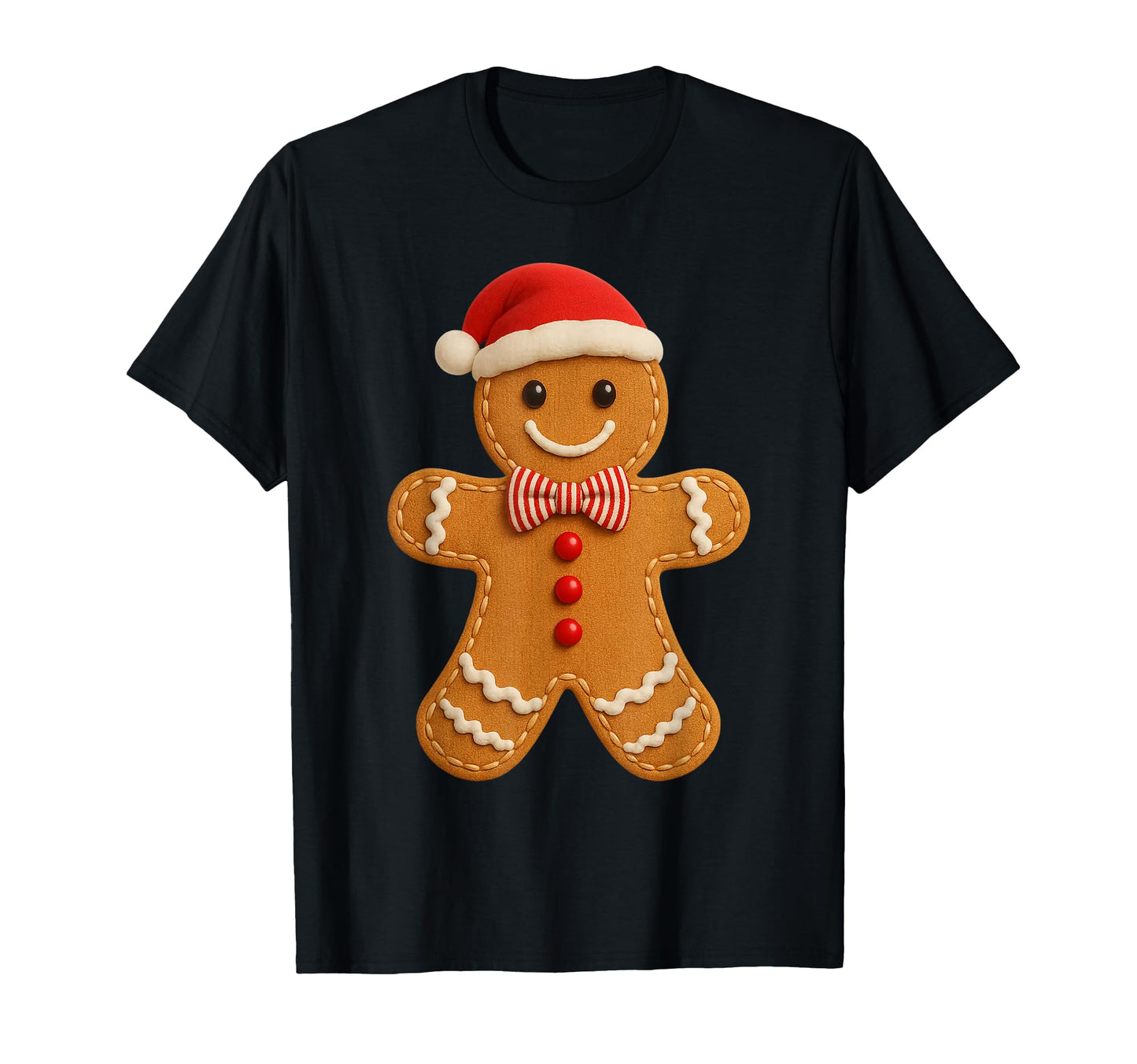 Gingerbread Cookie Santa Hat T-Shirt - Minimalist Print Men Women - T-Shirt, Sweatshirt, Hoodie
