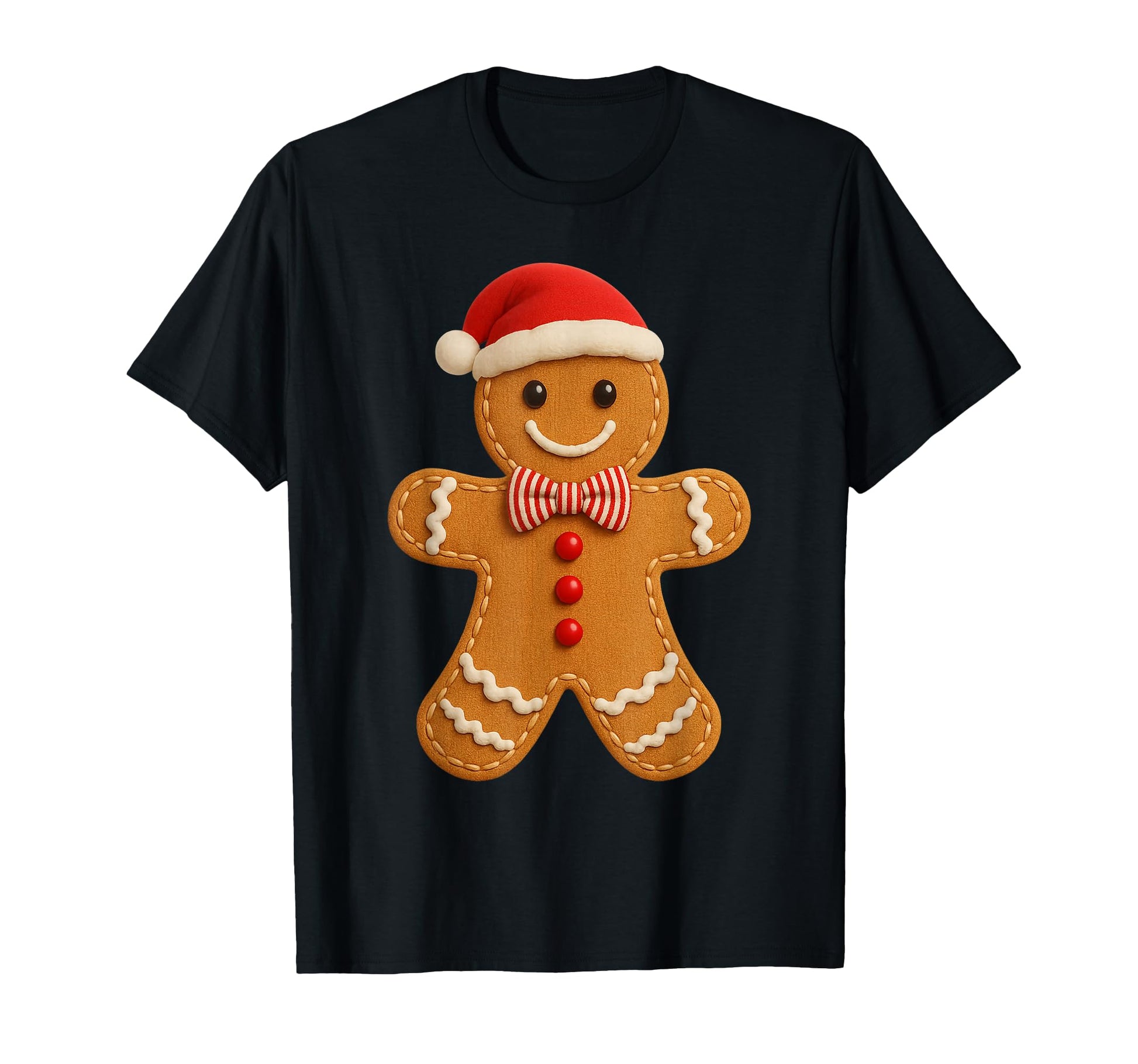 Gingerbread Cookie Santa Hat T-Shirt - Minimalist Print Men Women - T-Shirt, Sweatshirt, Hoodie