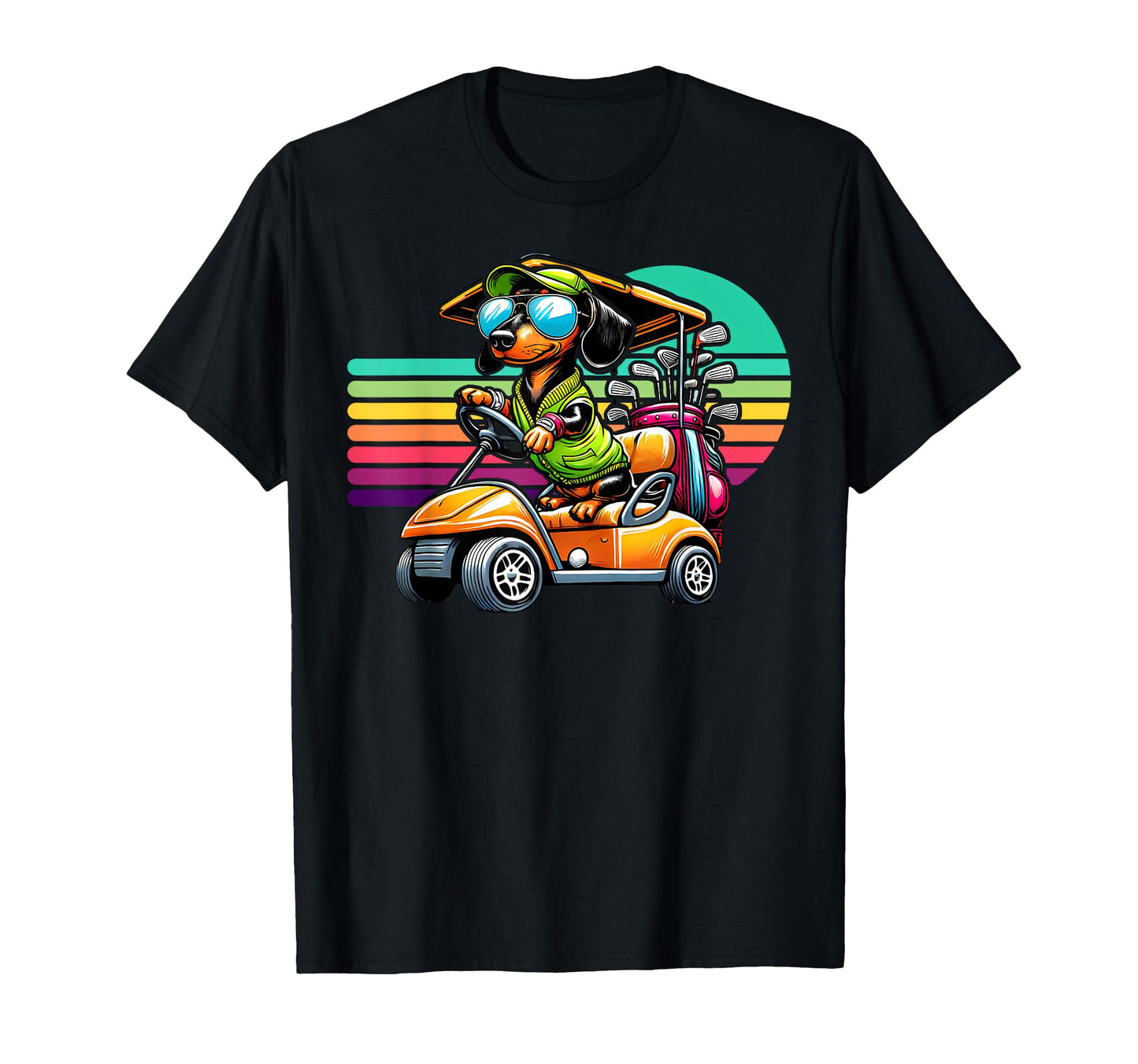 Doxie Dog Golf Cart Dachshund T-Shirt - Fun Novelty Design for Adults - T-Shirt, Sweatshirt, Hoodie