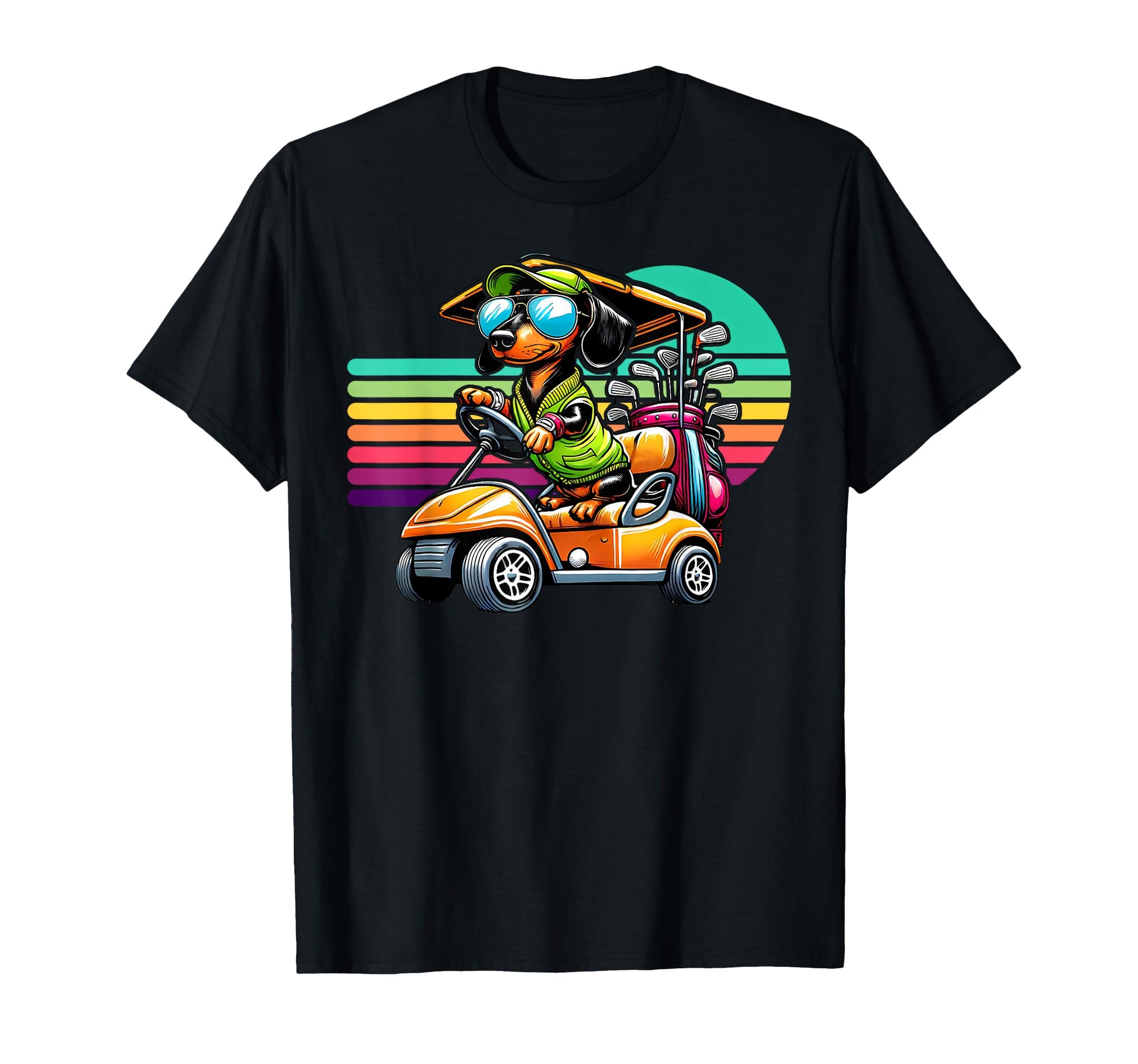 Doxie Dog Golf Cart Dachshund T-Shirt - Fun Novelty Design for Adults - T-Shirt, Sweatshirt, Hoodie