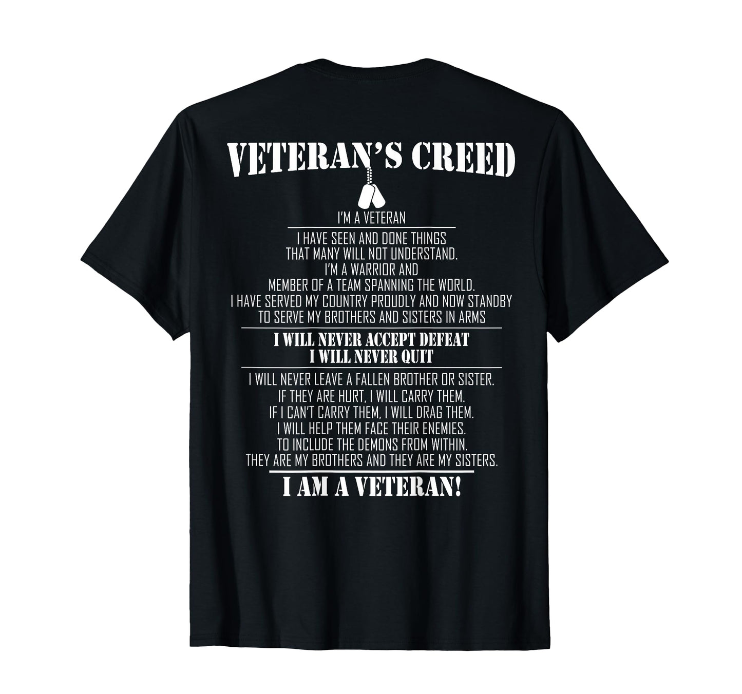 Veterans Creed Im Veteran Small T-Shirt - Unique Graphic for Adults - T-Shirt, Sweatshirt, Hoodie
