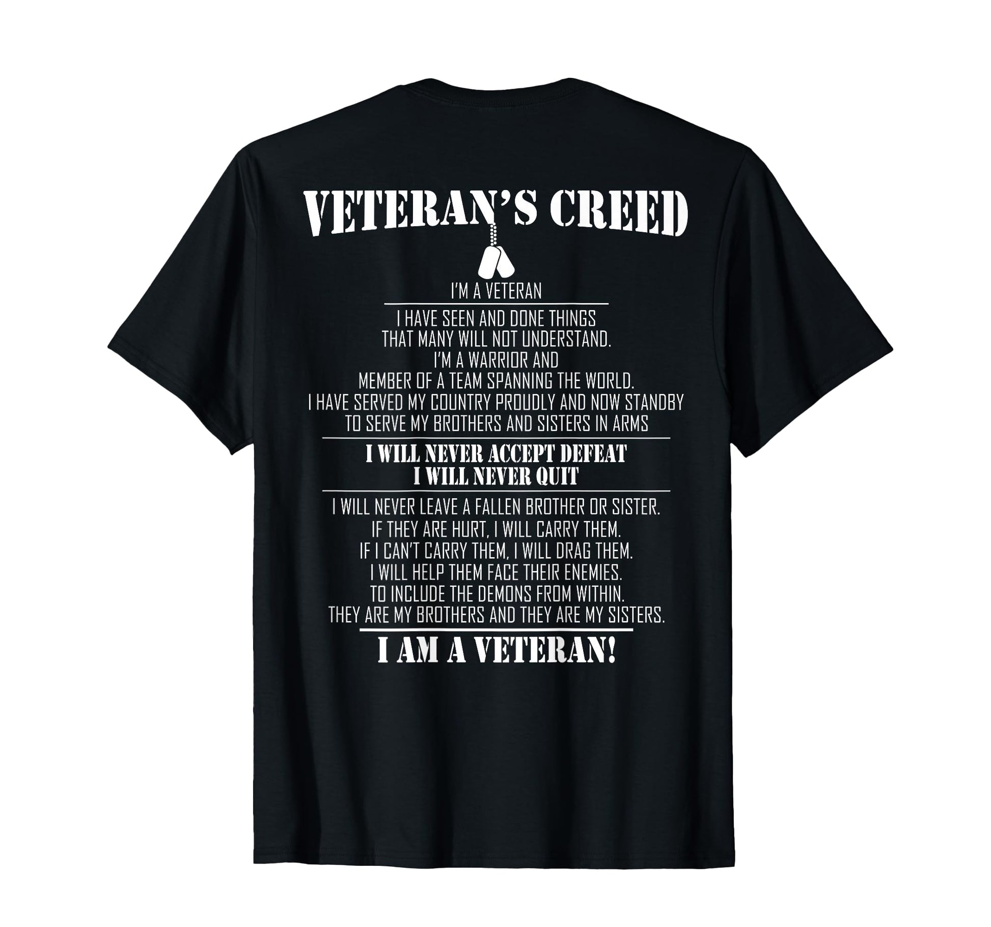 Veterans Creed Im Veteran Small T-Shirt - Unique Graphic for Adults - T-Shirt, Sweatshirt, Hoodie