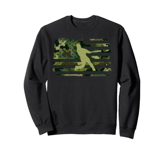 Baseball Us Camouflage Flag Baseball Sweatshirt - Aesthetic Graphic Unisex - T-Shirt, Sweatshirt, Hoodie