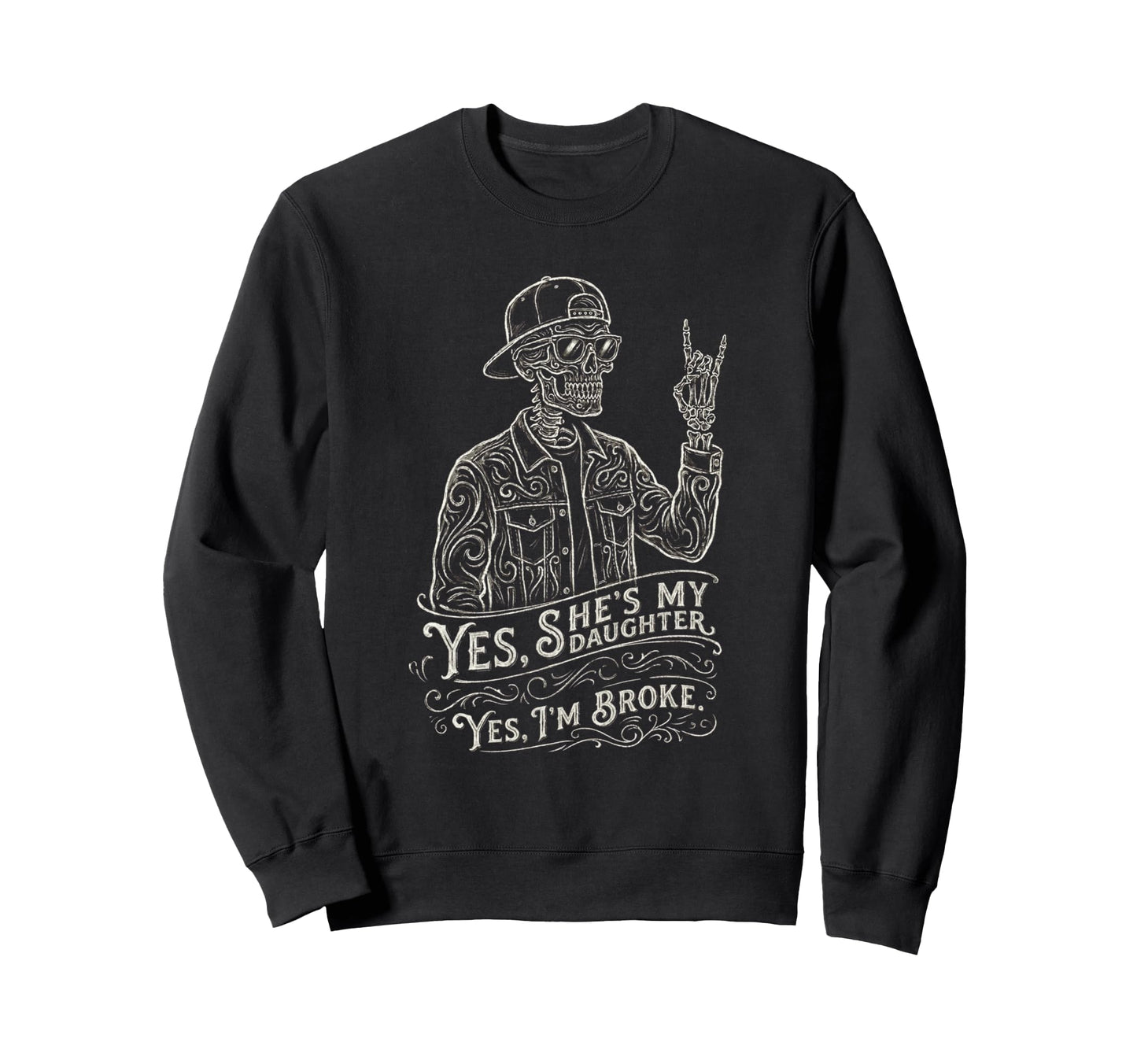 Skeleton Dad Daughter Matching Sweatshirt - Casual Everyday Wear Unisex - T-Shirt, Sweatshirt, Hoodie