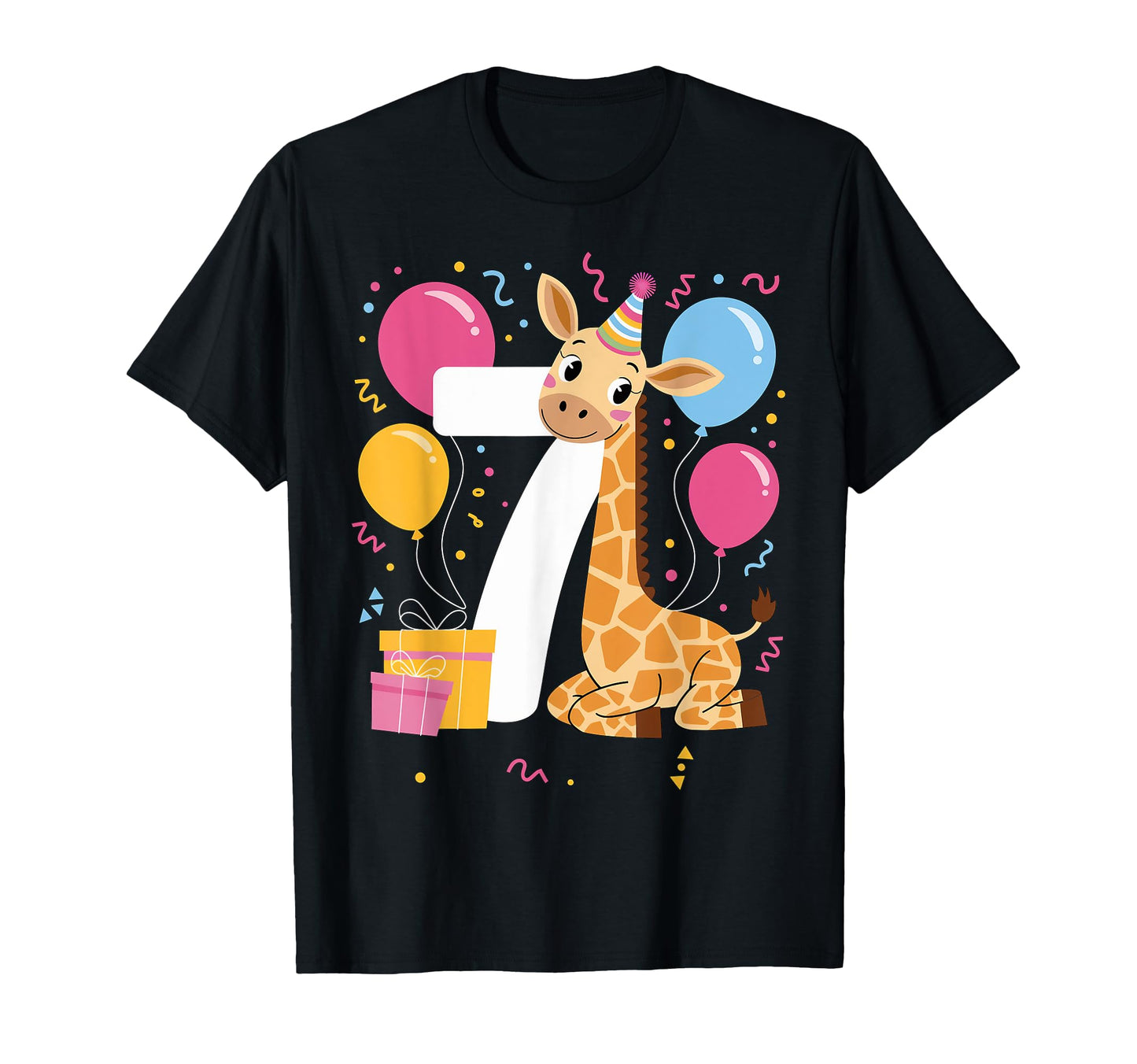 Giraffe 7Th Birthday 7 Years Old T-Shirt - Minimalist Print Men Women - T-Shirt, Sweatshirt, Hoodie