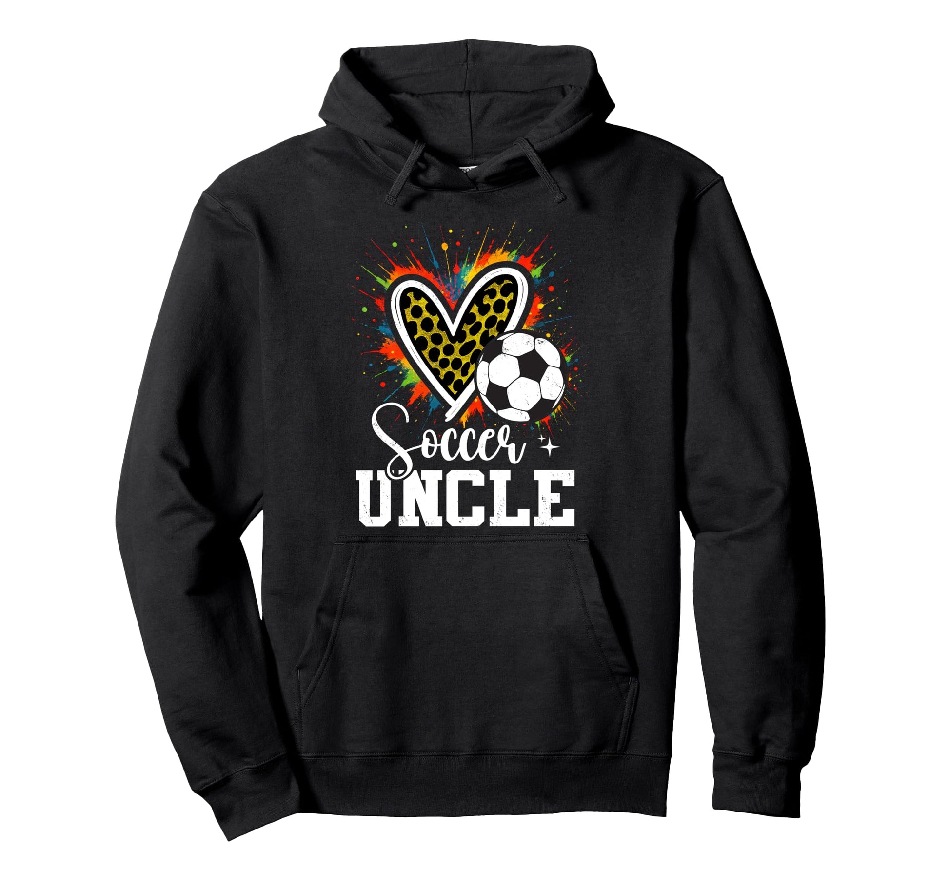 Soccer Uncle Leopard Heart Colorful Hoodie - Fun Novelty Design for Adults - T-Shirt, Sweatshirt, Hoodie