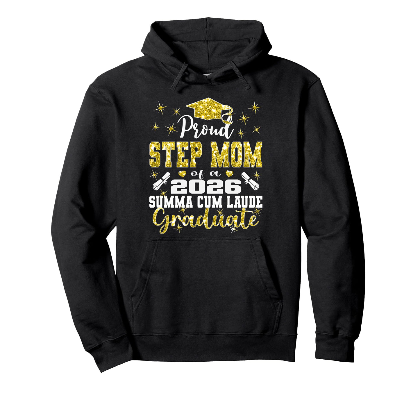 Proud Step Mom 2026 Summa Cum Laude Graduate Hoodie - Graphic Print Unisex - T-Shirt, Sweatshirt, Hoodie