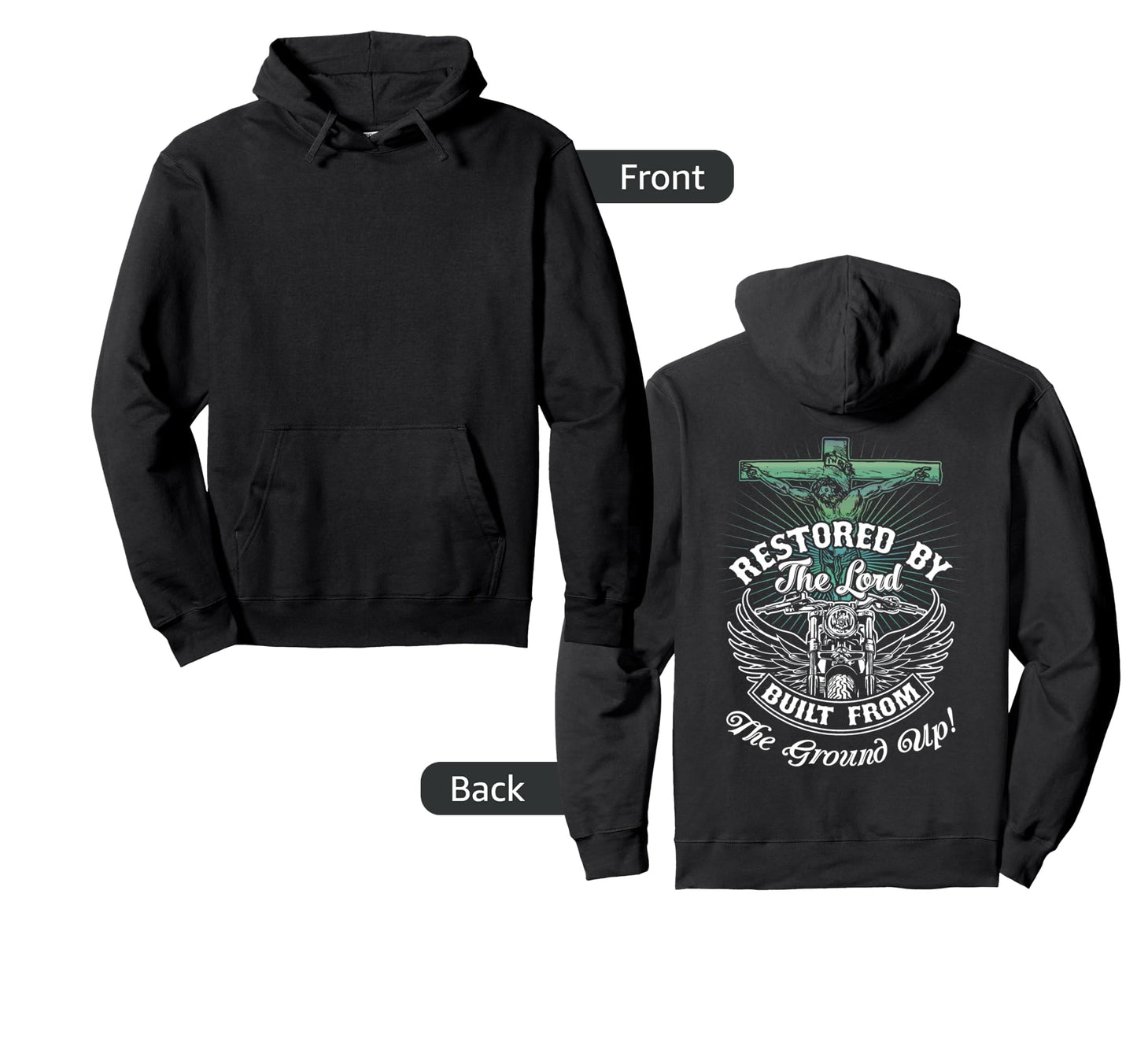 Christian Biker Motorcycle Jesus Christ Hoodie - Graphic Print for Adults - T-Shirt, Sweatshirt, Hoodie