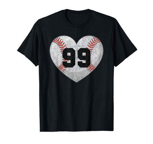 Baseball Number 99 Distressed T-Shirt - Casual Everyday Wear for Adults - T-Shirt, Sweatshirt, Hoodie