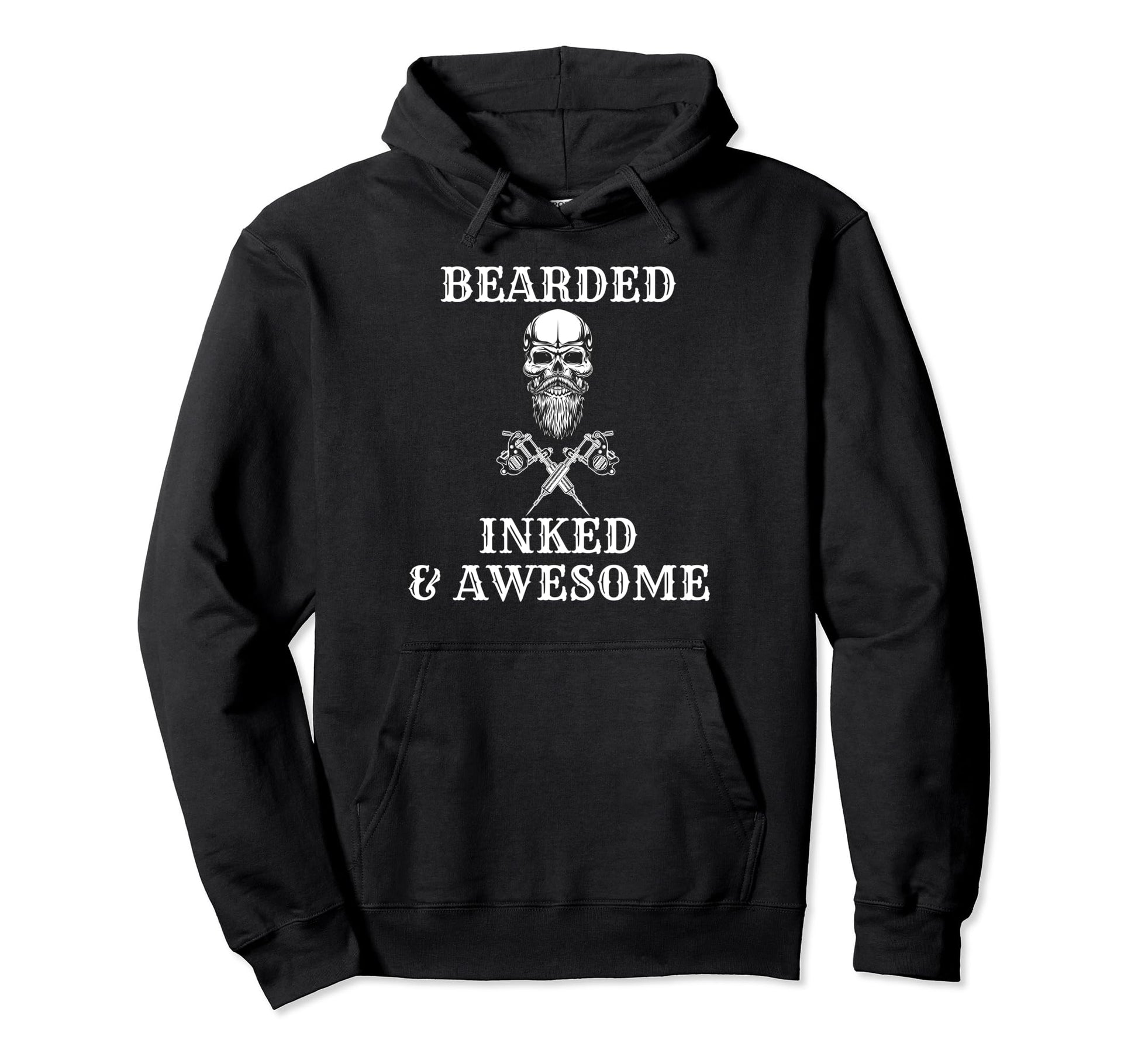 Bearded Inked Awesome Beard Tattoos Hoodie - Fun Novelty Design for Adults - T-Shirt, Sweatshirt, Hoodie
