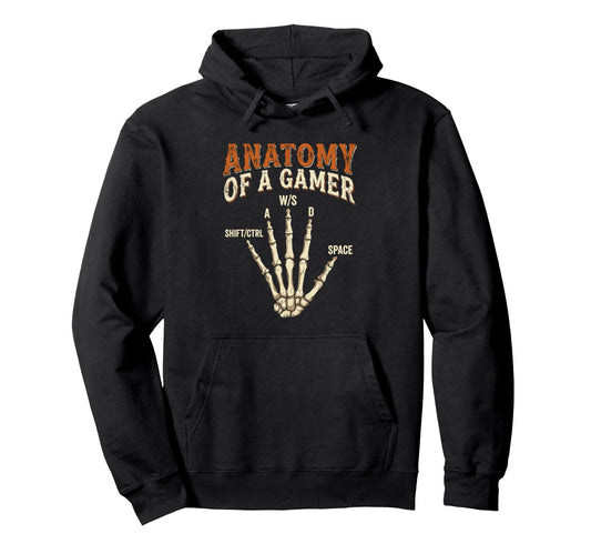 Anatomy Gamer Skeleton Hand Funny Hoodie - Minimalist Print Men Women - T-Shirt, Sweatshirt, Hoodie