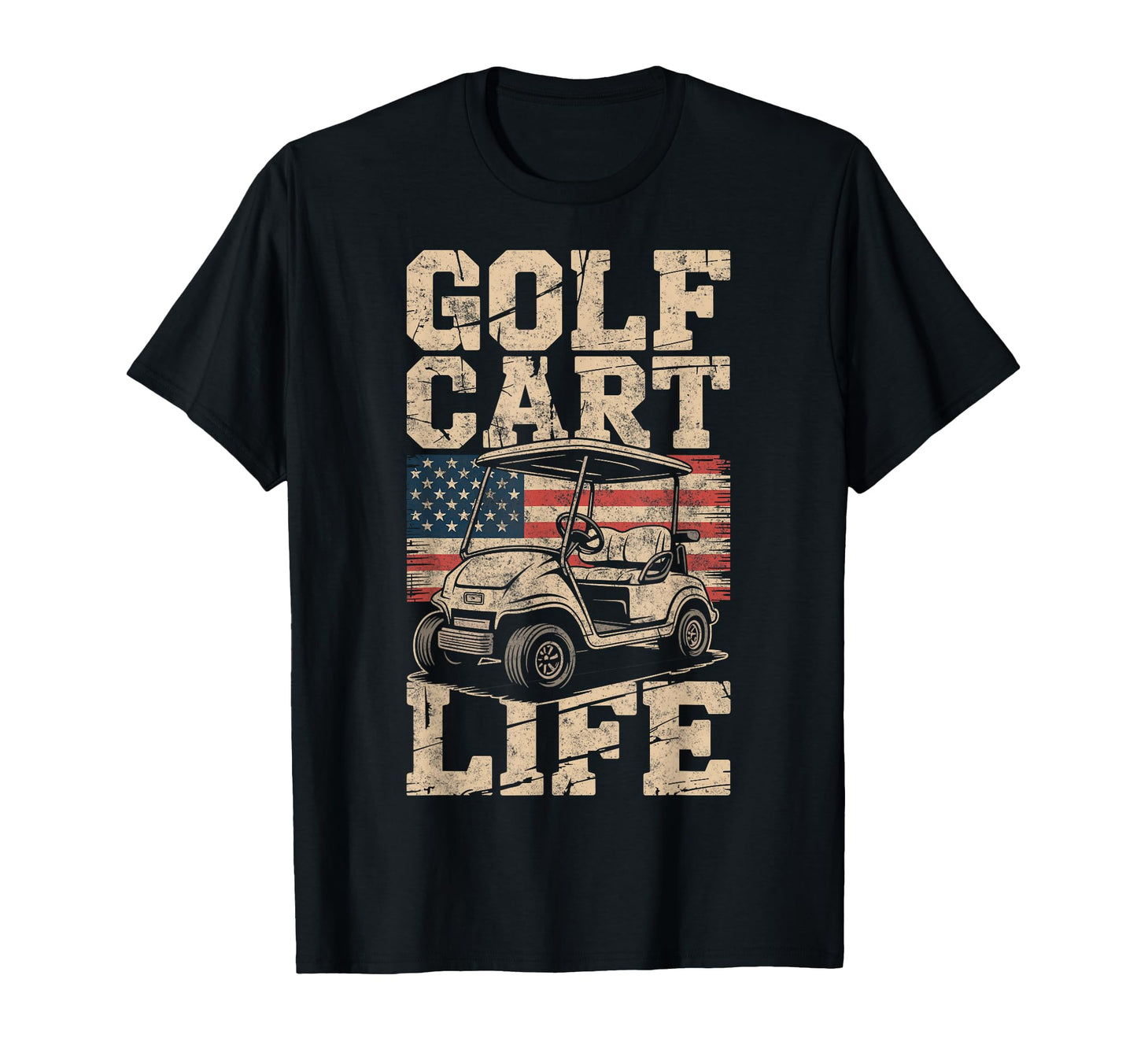 Golf Cart Life Us Flag Golfing Golfer T-Shirt - Fun Novelty Design Unisex - T-Shirt, Sweatshirt, Hoodie