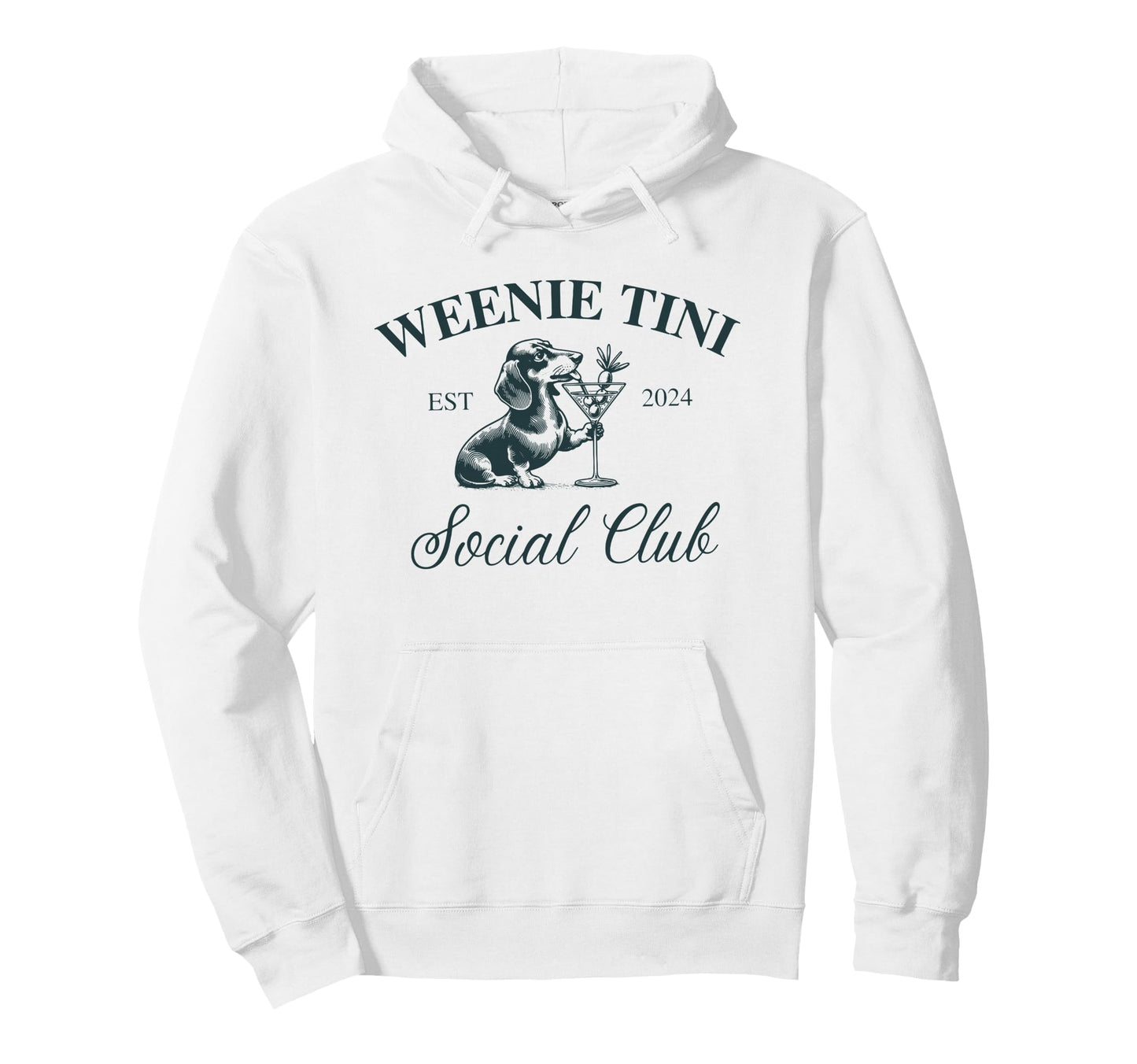 Weenie Tini Social Club Dachshund Weiner Hoodie - Novelty Apparel Unisex - T-Shirt, Sweatshirt, Hoodie