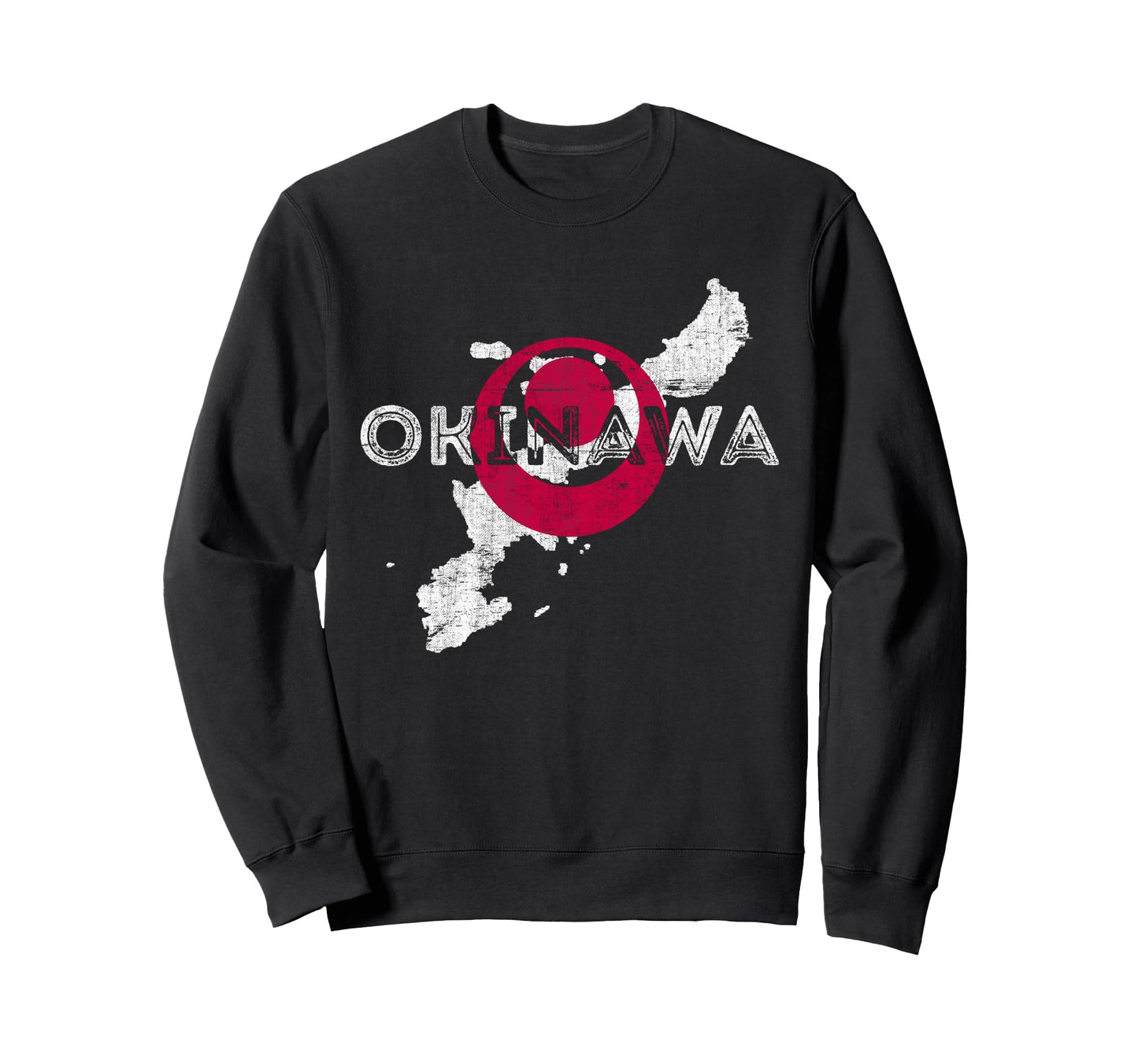 Okinawa Map And Flag Distressed Japan Sweatshirt - Unique Graphic Unisex - T-Shirt, Sweatshirt, Hoodie